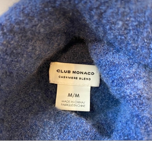 Club Monaco Cashmere Blend Turtleneck Sweater size M Blue Long Sleeve soft - Picture 2 of 9